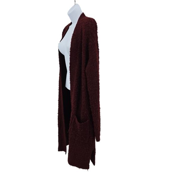 Ava & Viv Maroon Pocket Cardigan Boucle Knit Sweater Womens Plus 0X Long Sleeve - Picture 4 of 5